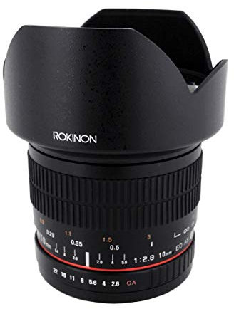 Rokinon 10mm F2.8 ED AS NCS CS Ultra Wide Angle Lens Canon EF-S Type for Canon Digital SLR Cameras (10M-C), Black