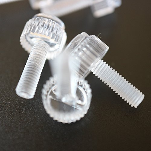 Confezione da 20 Viti a Testa Zigrinata in Plastica Acrilica Trasparente, a taglio + zigrinate M3 x 10mm - Acrilico Viti
