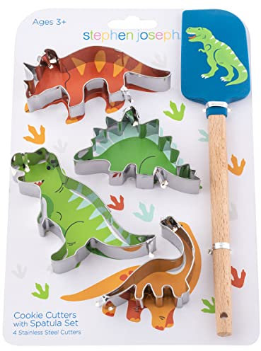 Stephen Joseph, Kids Cooking Cookie Set, Kids Toddler Cookie Cutter and Spatula, Dino