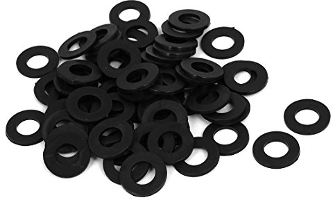 sourcing map 100pcs Rondelles Nylon Isolante entretoises Plat Noir Joint M8 x 16mm x 1.4mm