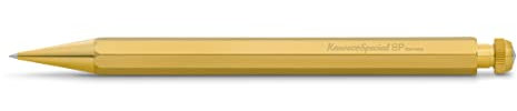 Kaweco SPECIAL Kugelschreiber Messing I Business Kuli aus hochwertigem Messing in oktogonalem Design I Für Standard G2 Minen I Druckkugelschreiber 14 cm