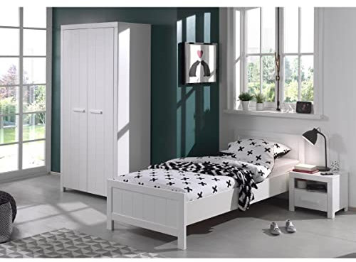 'Autobett erco04 Erik Kombination 3 teilig: Bett, Nachttisch und Schrank 2 Türen MDF und Kiefer massiv 206, 8 x 95, 8 x 205 cm