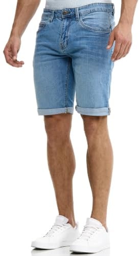 Indicode Herren Caden Jeans Shorts mit 5 Taschen Denimstyle aus Baumwolle | Lässige Herrenshorts für Alltag und Freizeit im 5-Pocket-Look, Jeansshorts, Bermudas, Sommerhose, kurze Denim Hose für Männer