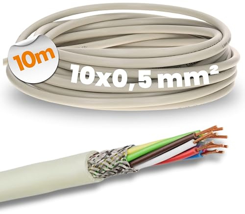 Lapp 10m LiYCY Steuerleitung 10x0,5 mm² - Geschirmtes PVC Datenkabel Grau | 10-adriges Signalkabel für MSR-Technik, Schaltschrank und Modellbau - störsichere Verbindung durch Abschirmung