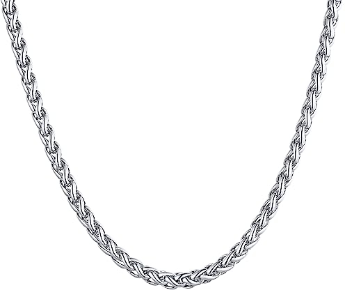 U7 Chaîne pour Homme Argent Collier Homme Acier Inoxydable 55 cm Bijoux Feête des Pères Hip Hop Style