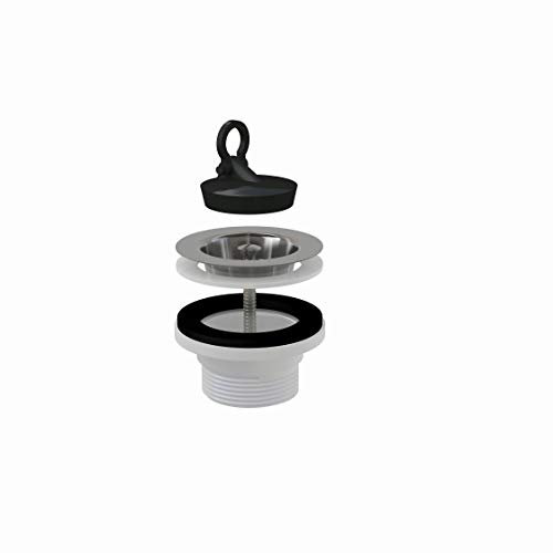 AlcaPlast Desagüe para fregadero de 1,5, válvula de desagüe de 60 mm, con tapón, ejecución: sin rebosadero