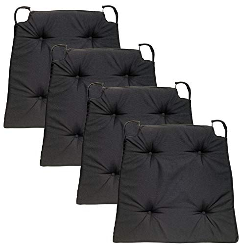 Traumnacht Stuhlkissen Basic 4er Set, mit einem Bezug aus 100% Polyester, 40 x 42 x 5 cm, schwarz, Öko-Tex zertifiziert, produziert nach deutschem Qualitätsstandard