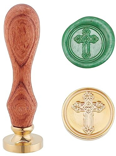 PandaHall Jesus Cross Wax Siegelstempel Vintage Retro Cross Siegelstempel zur Verschönerung von Umschlägen, Partyeinladung, Weinverpackungen, Geschenkverpackungen, Grußkarten