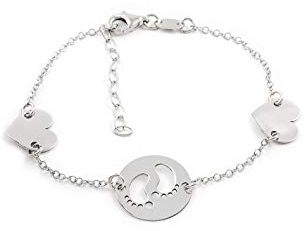 Monde Petit Armband Baby Füße mit Herzen 925 Sterling Silber - Geschenkbox