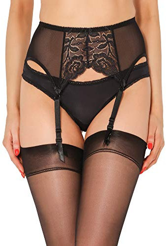 Merry Style Cintura Reggicalze Donna 911 (Nero4, XS)