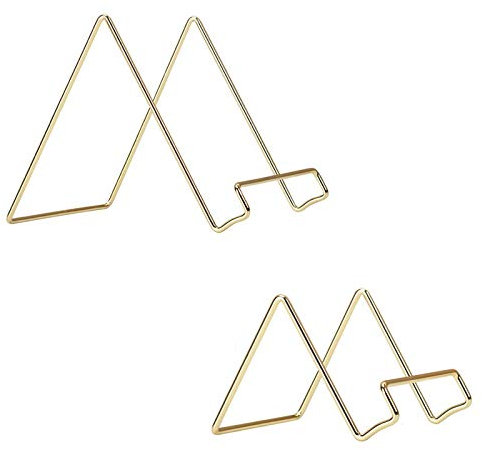 2 Stück Gold Metall Tellerständer, Dekorativer Kunst Display Ständer, Eisen Staffelei Platten Fotohalter, Tablet und Telefon Eisen Display Standhalterung, groß und klein
