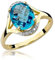 Lumari Gold - Damen Solitär Versprechen Ring Verlobungsring Damen Ring Gold 585 Echtgold 14k Gold mit natürlichem Diamanten Topas Gemstone Gelbgold - Ringe Frauen - Hochwertiges Geschenk