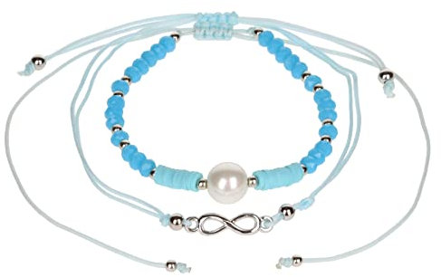 Stands Out, Supplying Outstanding Gifts Aloha Girls Womens Blue Pearl Infinity Beaded Anklet Ankle Bracelet Adjustable Beach Bead Foot Jewellery
