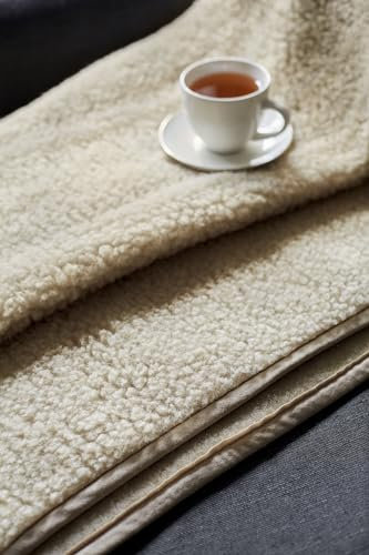 Wolldecke Schurwolldecke, Gewichtsdecke, Beschwerte Decke aus 100% Merino (BEIGE, 250 x 200)