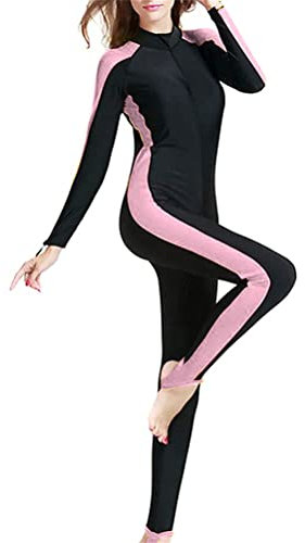 ORANDESIGNE Combinaison pour Femme Homme Manches Longues Néoprène Monopiece Shorty Combinaison E Rose M