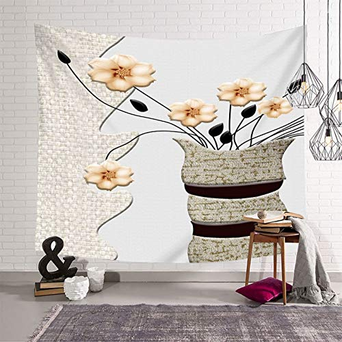 Bishilin Wall Hanging Wandbehang Modern, Tapisserie Wandteppiche 200x200CM Blumen in der Vase Wandtuch Wandteppich für Schlafzimmer Wohnzimmer Deko
