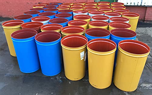 KetoPlastics 205 Litre 45 Gallon Steel Tapered Drum Metal Bin Round for Inddor or Outdoor - Colour Varies