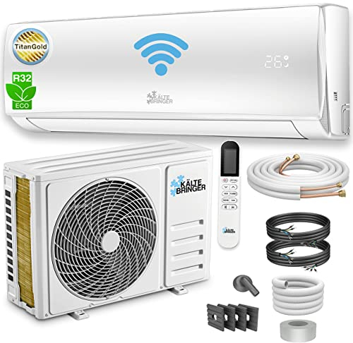 Kältebringer Climatiseur Split - 12000 BTU (3,4 kW) - Avec fonction chauffage, WiFi et App - très silencieux & économe en énergie - kit complet, 5m conduite de frigorigène, R32, matériel de montage