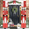 Striscione di Schiaccianoci di Natale con portico decorazione rossa per porta esterna, figure a grandezza naturale, modello soldato schiaccianoci, striscione da appendere per parete, porta