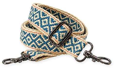 BENAVA Verstellbarer Schulterriemen für Taschen 75-135 cm Taschengurt Breit 38mm | Trageriemen Handtasche Blau Schultergurt Karabiner Schwarz | Taschenriemen Verstellbar Riemen