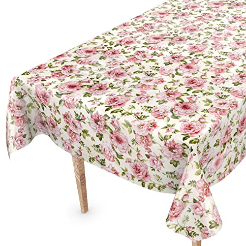 ANRO Tischdecke abwaschbar Wachstuch Wachstuchtischdecke 140 x 140cm Schnittkante Natalie Blumen pflegeleicht Wachstischdecke wasserabweisend Gartentischdecke Meterware Lotuseffekt