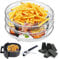 REKALRO Deepened Air Fryer Rack 3 Pcs for Ninja, Stackable Round 304 Stainless Steel Multi-Layer Dehydrator Accessories, Compatible with 4.8L-6.6L Tower