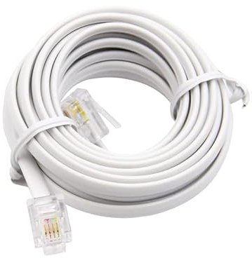 Coorle Cavo telefonico 6P4C con spina modulare RJ11 cavo di prolunga per fax, modem - 2,8 m bianco, 10 pezzi