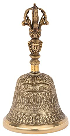 NKlaus Glocke mit Dorje Griff 18cm Ritualgegenstand im Buddhismus Meditationsglocke 2661