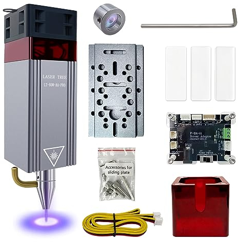 Kit modulo laser di potenza ottica 10W con assistenza ad aria e protezione magnetica per gli occhi insieme,80W testa laser LASER TREE doppio punto ultra-fine compresso per macchina incisore,12V