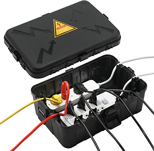 Außenbereich Elektrobox,IP54 Wasserdichte Outdoor Outlet Covers, Wetterfeste Verlängerungskabel Abdeckungen Schützen Steckdose, Steckdose, Timer,Plug,Holiday Light (32 x 22 x 13 cm)-Schwarz