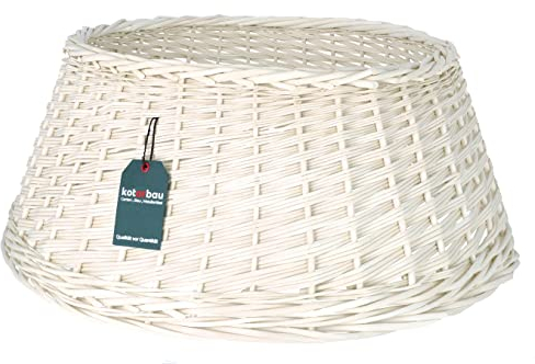 KOTARBAU® Falda para árbol de Navidad Ø 60 cm Base para arbol Navidad Collar de Mimbre Blanco Cesta de ratán para arbol de Navidad Funda de Ratan para Árbol Cesta de Mimbre Cubre Pie árbol