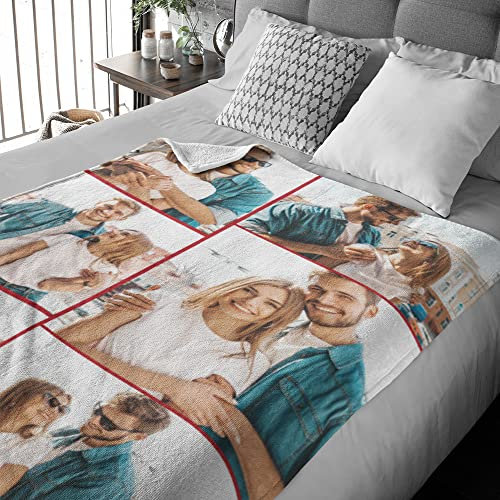 love print Coperta Personalizzata in Pile Plaid Personalizzato con Foto Singola e Dedica Idea Regalo per Ogni Occasione Personalizzabile 100X150 (130x180, FOTO COLLAGE)