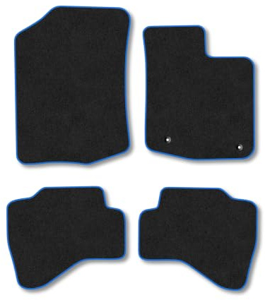 Fits Toyota Aygo (2012-2014) Carpet Car Mats | Blue Edge Trim Tailored Fit Floor Mats Full Coverage Protection Accessories Easy Clean Anti Slip Made in the UK