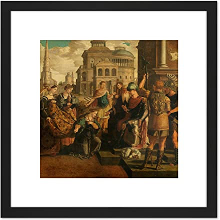 Artery8 Van Scorel Solomon Queen Sheba 8X8 Inch Square Wooden Framed Wall Art Print Picture with Mount