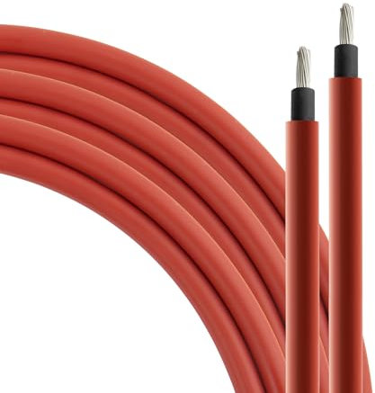 SeKi Cavo solare 6 mm² 50 metri H1Z2Z2-K rosso PV per pannelli solari; fino a 1500 V; flessibile, doppio isolamento, cavo in rame puro; anello