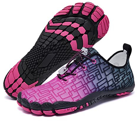 Racqua Wasserschuhe Badeschuhe Barfußschuhe Schwimmschuhe Strandschuhe Neoprenschuhe Aquaschuhe Surfschuhe Schnelltrocknend rutschfeste Atmungsaktiv Meeresschuhe Für Damen Herren Rose Schwarz 39
