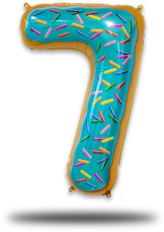 FUNXGO® Folienballon Zahl 7 dount - Riesen-Ballonzahl - Verstärktes Material- fliegt mit Helium - 7 Geburtstag Luftballon - Deko zum Geburtstage, Party, Hochzeiten - Ballon 7 dount
