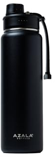 Azala®BOTTLES - Botella de Agua TÉRMICA de Acero Inoxidable ECO SMART - 710ml - Sistema ANTIGOTEO a prueba de fugas - Libre de BPA - Efecto Termo - Mantiene temperatura FRÍO y CALOR (Negro)