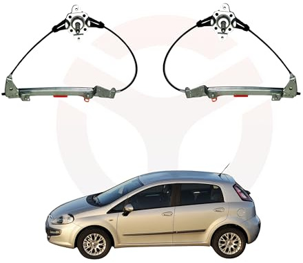 RICAMBYCAR Elevalunas Manual Compatible Con Fiat Punto, Grande Punto, Evo Desde 2005 en Adelante (Par)