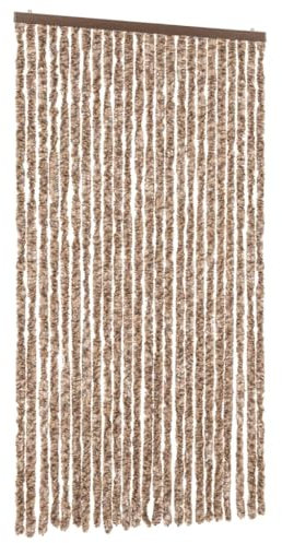 vidaXL Rideau Anti-mouches, Store Anti-insectes avec Crochet, Rideau de Porte Longueur et Largeur Réglables, Beige et Marron Foncé 100x230 cm Chenille