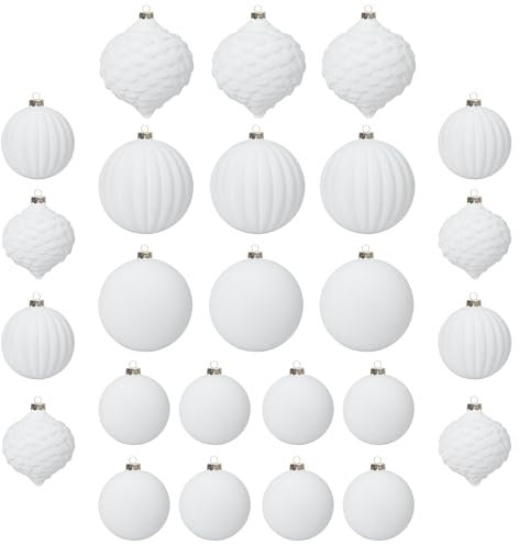 25 stück kunstoff Velvet weihnachtskugeln samt Weiss 6cm 8cm für Weihnachtsbaum christbaumkugeln Kugeln mit Haken weiß Weihnachten deko Tisch