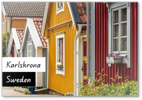 Kühlschrankmagnet Antike Holzhäuser in Karlskrona, Schweden