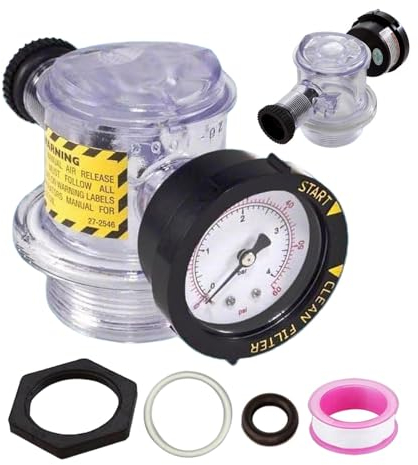 weiting Válvula de purga manual, válvula de liberación de aire para filtro de piscina, repuesto de spa con manómetro, válvula de purga de aire para filtro de arena de spa