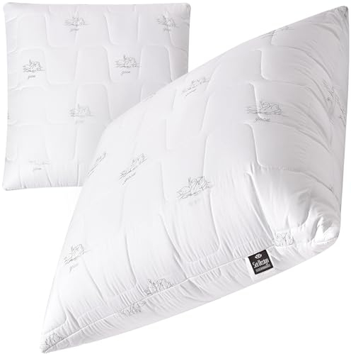 sei Design Kopfkissen 80x80 [ 2-er Pack ] atmungsaktiv - gefüllt mit luxuriöse Mikrofaser - Extra Soft & weich - Anpassbare Festigkeit durch Reißverschluss - Kissen 80x80 waschbar & trocknergeeignet