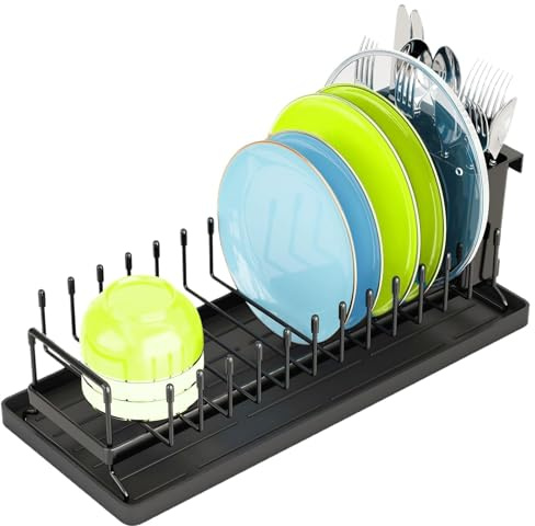Escurridor De Platos,Organizador De Platos Para Gabinete | Escurridor de platos inoxidable,Artilugios de cocina de acero al carbono, estante de diseño que ahorra espacio con escurridor para almacenami