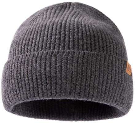 TOP-EX 100% Merino Mütze, Warme Wintermütze für Herren und Damen, Strickmütze, Beanie für Männer, Outdoor Sportmütze, Wollmütze für Wandern, Skimütze für Laufen Grau XL/XXL