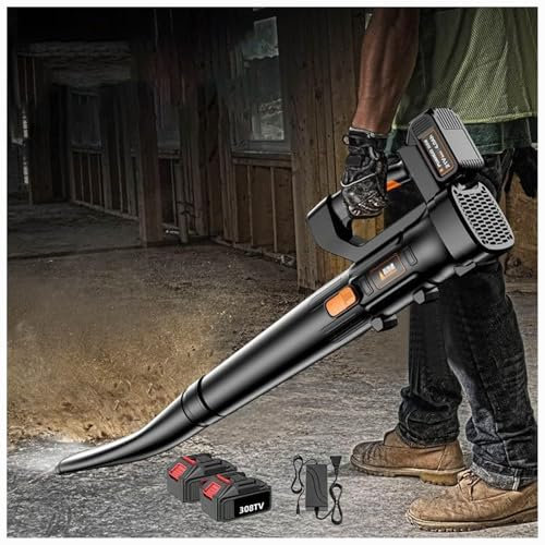WaaYb Cordless Leaf Blower, 21V Battery Powered Leaf Blower, 2000W Lightweight Powerful Air Blower Garden Blower with 17500r/min All Copper Motor for Leaf/Snow/Dust Blowing