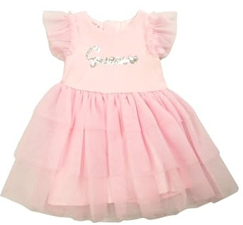 GUESS Baby Girls Eco Manica Corta Mesh Vestito e Pannolino Copertura, Cotton Candy Rosa, 24 Mesi