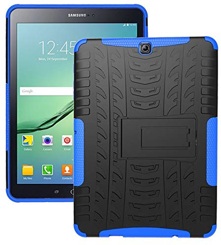 Funda para Tablet PC Cubierta de la tableta Compatible with Samsung Galaxy Tab S2 9.7 pulgadas / T810 Textura de neumáticos TPU + PC Funda protectora con soporte de mango plegable Protección(Dark blue