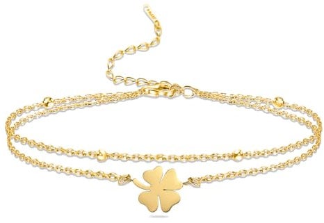 VASSAGO Kleeblatt-Armband für Damen, Edelstahl, vierblättriges Kleeblatt, Glücksglieder, Silber, Einheitsgröße, Kein Edelstein